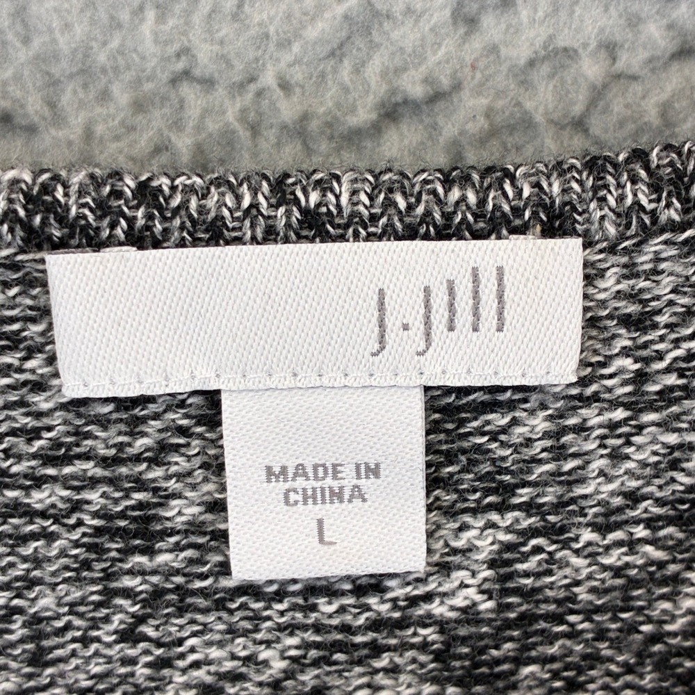 J. Jill Fair Isle Pullover Sweater Womens L Gray Knit Geometric Long Sleeve Cozy - Picture 4 of 8